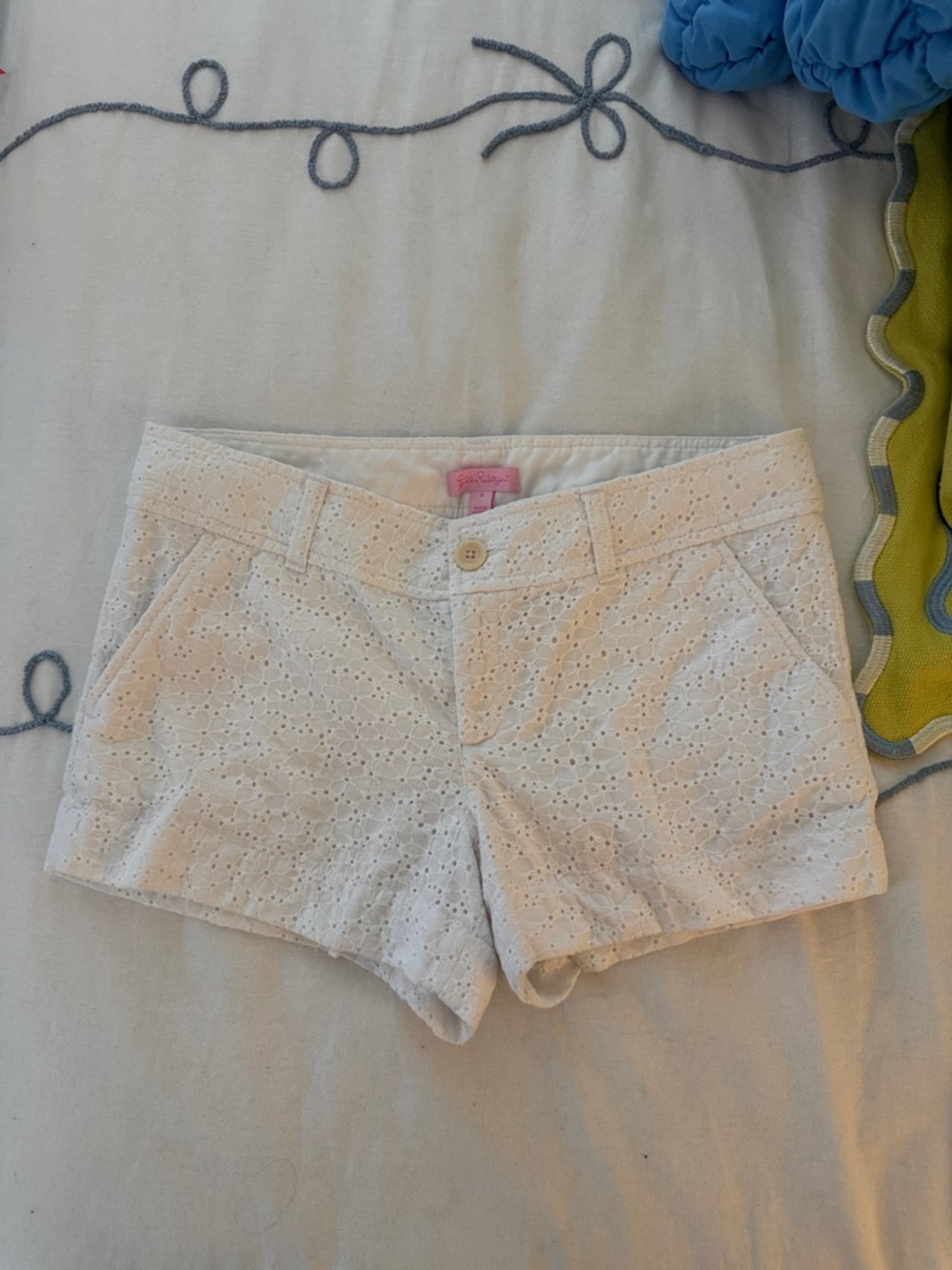 Lilly Pulitzer White Eyelet High-Waist Shorts